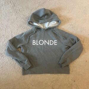 Brunette the Label BLONDE gray‎ cropped hoodie sweatshirt size S/M